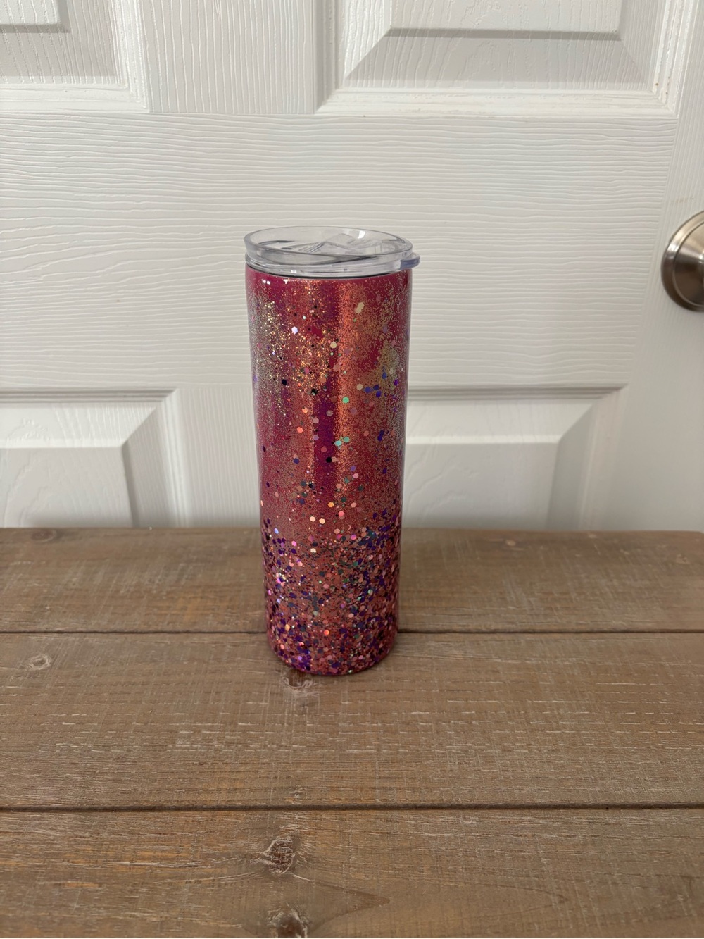Pink Glitter Ombre Tumbler with Lid